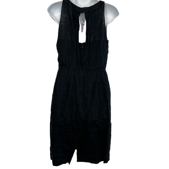 ANN TAYLOR LOFT Black 100% Linen Sleeveless Mini Length Lined High Neck Dress 6 - Picture 9 of 16